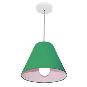 Lustre Pendente Cone Vivare Md-4028 Cúpula Em Tecido 25-30x12cm Bivolt Verde Folha 110V 220V