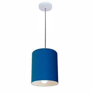 Lustre Pendente Cilíndrico Vivare Md-4200 Cúpula Em Tecido 14x15cm Bivolt Azul Marinho 110V 220V