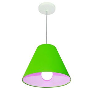 Lustre Pendente Cone Vivare Md-4028 Cúpula Em Tecido 25-30x12cm Bivolt Verde Único 110V 220V
