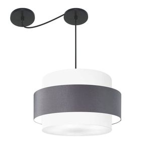 Lustre Sala De Jantar Com Desvio Vivare Md-4400 Cúpula Em Tecido 55cm Branco Cinza Escuro Branco 110V 220V