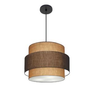 Lustre Para Sala De Jantar Vivare Md-4392 Cúpula Em Tecido 40cm Palha Café Palha 110V 220V
