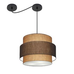 Lustre Sala De Jantar Com Desvio Vivare Md-4397 Cúpula Em Tecido 40cm Palha Café Palha 110V 220V