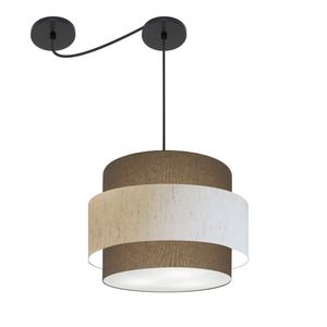 Lustre Sala De Jantar Com Desvio Vivare Md-4397 Cúpula Em Tecido 40cm Cáqui Linho Bege Cáqui 110V 220V