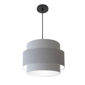 Lustre Para Sala De Jantar Vivare Md-4392 Cúpula Em Tecido 40cm Rustico Cinza 110V 220V