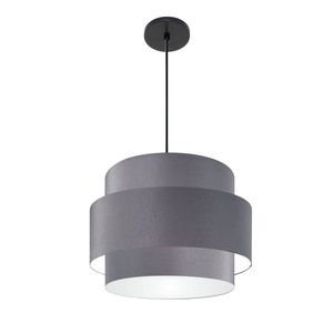 Lustre Para Sala De Jantar Vivare Md-4392 Cúpula Em Tecido 40cm Cinza escuro 110V 220V