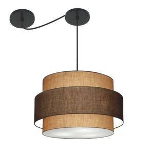 Lustre Sala De Jantar Com Desvio Vivare Md-4401 Cúpula Em Tecido 60cm Palha Café Palha 110V 220V