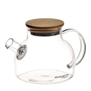 Bule De Vidro Coador De Bico Tampa De Bambu 500ml Bugatti