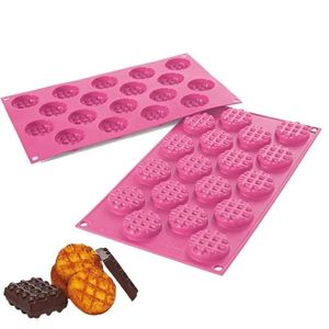 Forma Mini Waffle Silicone 18 Moldes Confeitaria Silikomart