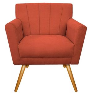 Poltrona Decorativa Laura Escritório Recepção Sala Pé Palito Suede Vermelho - Fabrica 1 Móveis