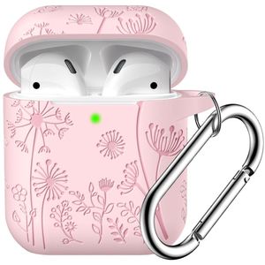 Lerobo Capa Floral Airpods 1-2 Geração Com Mosquetão (rosa)