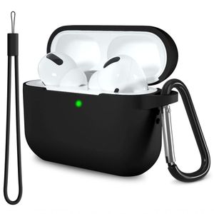 Lerobo Capa De Silicone Macia Para Airpods Pro 2ª-1ª Geração Com Mosquetão E Alça, Proteção Completa (preto)