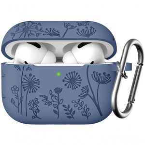 Lerobo Capa Gravada P- Airpods Pro 1-2 Geração Com Mosquetão (cinza Azul)