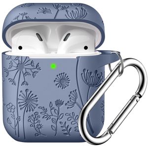 Lerobo Capa Protetora Gravada Em Silicone Para Airpods 1ª-2ª Geração (cinza Azulado)