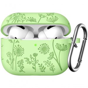 Lerobo Capa Gravada Silicone Para Airpods Pro 2ª-1ª Geração Com Mosquetão (verde Alface)