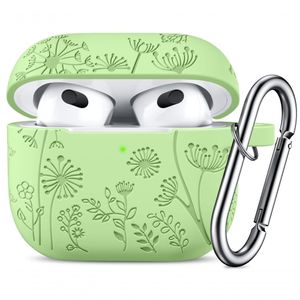 Lerobo Capa Gravada Silicone Para Airpods 3ª Geração Com Mosquetão (verde Alface)