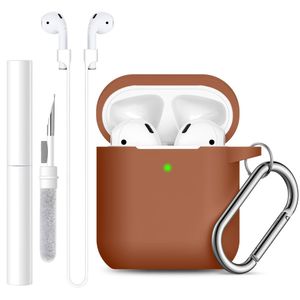 Lerobo Capa P- Airpods 1-2 C- Kit Limpeza E Cordão Anti-perda (marrom)