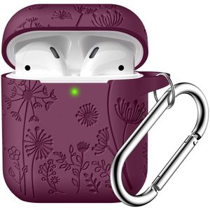 Lerobo Capa Floral Silicone Compatível Com Airpods 1ª-2ª Geração (vermelho Purpúreo)