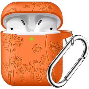 Lerobo Capa Gravada Silicone Para Airpods 1ª-2ª Geração Com Mosquetão (laranja)