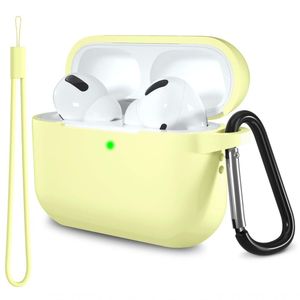 Lerobo Capa Para Airpods Pro 1ª E 2ª Geração Com Chaveiro E Lanyard (amarelo Creme)