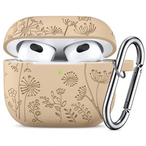 Lerobo Capa Gravada Para Airpods 3ª Geração Com Chaveiro (chá Com Leite)