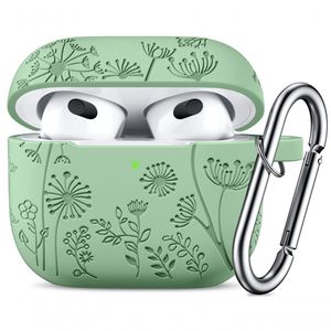 Lerobo Capa De Silicone C- Chaveiro P- Airpods 3ª Geração (verde Grama)