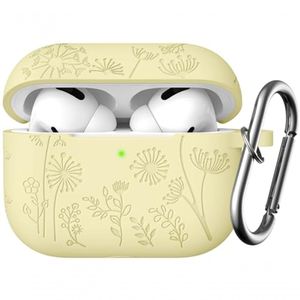 Lerobo Capa Gravada P- Airpods Pro 2-1ª Geração C- Chaveiro (amarelo Creme)