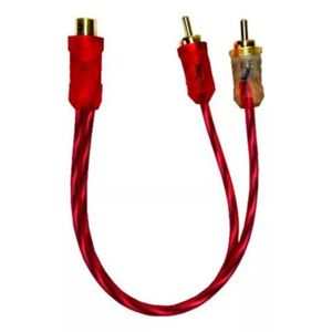 50 Cabos Y Rca 2 Macho 1 Femea Cristal Matte Vermelho