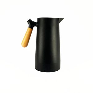 Garrafa Térmica Potty Preta Com Cabo De Madeira 1l 13x25cm - Dolcehome