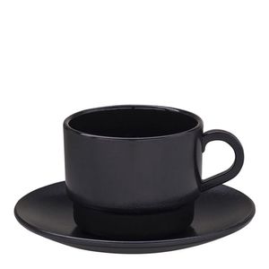Xícara Elegance Para Chá Com Pires 250ml Preta Em Policarbonato Linha Profissional Cook Vem