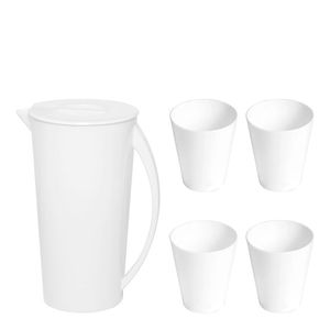 Kit Jarra Fresc Com 4 Copos Branco Em Polipropileno Linha Tropical Vem