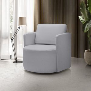 Poltrona Para Sala De Estar Dakota Cinza Decorativa Giratória 317