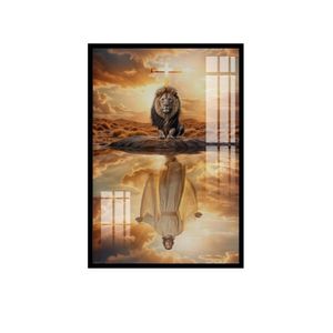 Quadro Decorativo Vinil Com Vidro Leão-deus 120x80 Colorido