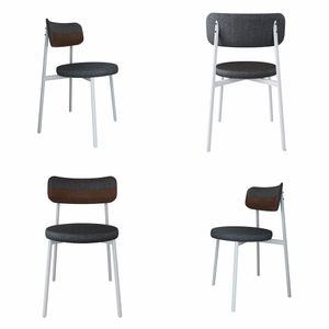 Cadeira Kyta Fixa Com 4 Pés 50 X 44,7 X 83,8 Cm Com 4 Unidades Grafite-whisky-branco