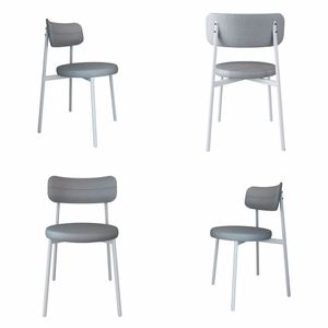 Cadeira Kyta Fixa Com 4 Pés 50 X 44,7 X 83,8 Cm Com 4 Unidades Cinza-branco