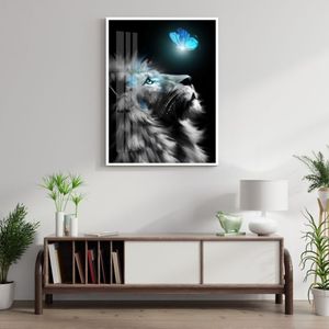 Quadro Decorativo Leão Animal 001 Com Vidro 40cmx60cm