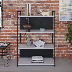 Estante Com 4 Prateleiras 118x80x33cm Com Fundo Yon Branco-preto