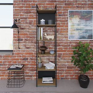 Estante Alta Com 6 Prateleiras 185x45x33cm Com Fundo Yon Vermont-preto