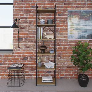 Estante Alta Com 6 Prateleiras 185x45x33cm Yon Vermont preto