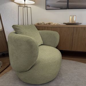 Poltrona Aro Giratória Boucle 71cm X 85cm X 91cm Verde Oliva