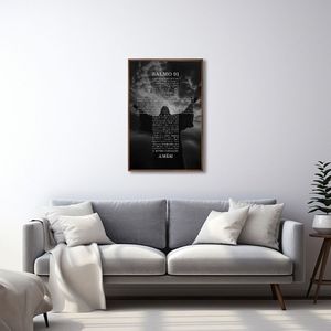 Quadro Decorativo Religioso Bíblia Salmo 91 Com 1 Tela Cm Ou Cm De Parede Para Sala Quarto Hall 60cm Tabaco