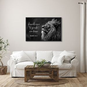 Quadro Decorativo Salmo 121 Aquele Que Te Guarda, Não Dorme Com 1 Tela De Parede Para Sala Quarto Es Preto