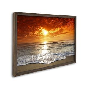 Quadro Decorativo Paisagem Pôr Do Sol Na Praia Com 1 Tela Cm Ou Cm De Parede Para Escritório Banheir Tabaco