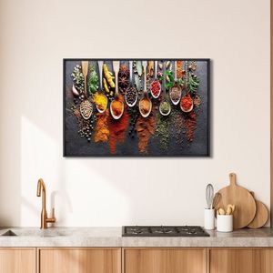 Quadro Decorativo Gastronomia Temperos Com 1 Tela Cm Ou Cm De Parede Para Sala Cozinha Hall 60cm X 9 Preto
