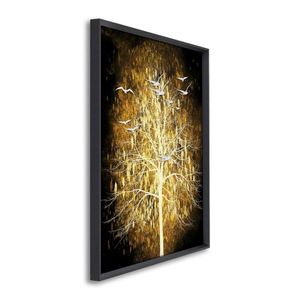 Quadro Decorativo árvore E Gaivotas Com 1 Tela Cm Ou Cm De Parede Para Sala Quarto Hall 60cm X 90cm Preto