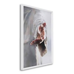 Quadro Decorativo Religioso Mão De Deus Pai Com 1 Tela Cm Ou Cm De Parede Para Sala Quarto Hall 60cm Branco
