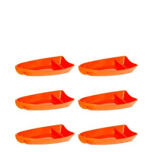 Conjunto De Barca Sushi 600ml 6 Peças Laranja Em Polipropileno Linha Tropical Vem