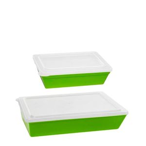 Kit Travessas Stillo Com Tampa 2 Peças Verde Em Polipropileno Linha Tropical Vem