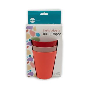 Kit Copo Fresc Vem Rosé-vemelho-coral 350ml Pp Linha Alegria
