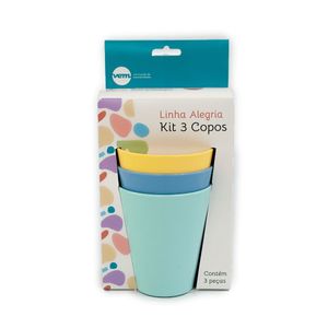 Kit Copo Fresc Vem Verde-azul-amarelo 350ml Pp Linha Alegria