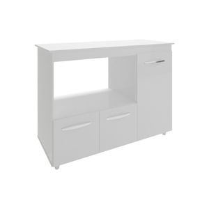 Balcão Armário Gabinete De Cozinha Para Microondas E Forno Elétrico 3 Portas Lilian Mobília Decor Branco
